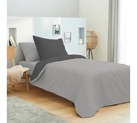 univers decor - Pack Complet 4 pièces Bicolore réversible Housse de Couette 140 x 200 cm pour lit 90 x 190 cm 100% Coton / 57 Fils/cm²