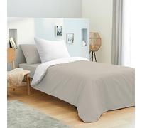 univers decor - Pack Complet 4 pièces Bicolore réversible Housse de Couette 140 x 200 cm pour lit 90 x 190 cm 100% Coton / 57 Fils/cm² (Lin/Blanc, Housse de Couette 140 x 200 cm lit 90 x 190 cm)