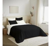 univers decor Pack Complet 6 pièces 240 x 220 cm Bicolore et réversible pour lit 2 Places 140 x 190 cm 100% Coton / 57 Fils/cm² (Noir/Blanc, Pack 6 pièces 240 x 220 lit 140 x 190 cm)
