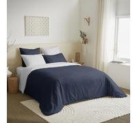 univers decor Pack Complet 6 pièces 240 x 220 cm Bicolore et réversible pour lit 2 Places 160 x 200 cm 100% Coton / 57 Fils/cm² (Marine/Blanc, Pack 6 pièces 240 x 220 lit 160 x 200 cm)