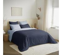 univers decor Pack Complet 6 pièces 260 x 240 cm Bicolore et réversible pour lit 2 Places 180 x 200 cm King Size 100% Coton / 57 Fils/cm² (Marine/Bleu Ciel, Pack 6 pièces 260 x 240 lit 180 x 200 cm)