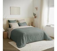 univers decor Pack Complet 6 pièces 260 x 240 cm Bicolore et réversible pour lit 2 Places 180 x 200 cm King Size 100% Coton / 57 Fils/cm² (Eucalyptus/Lin, Pack 6 pièces 260 x 240 lit 180 x 200 cm)