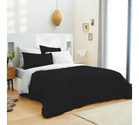 univers decor - Pack Complet 6 pièces Bicolore Housse de Couette pour lit 140 x 190 cm 100% Coton / 57 Fils/cm² (Noir/Blanc, Pack Complet 6 pièces Bicolore lit 140 x 190 cm)