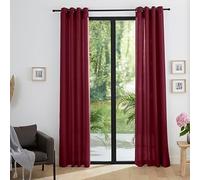 univers decor Paire de Doubles Rideaux tamisant à œillets Effet Lin 140 x 260 cm Moonlight Deco (Amarante)