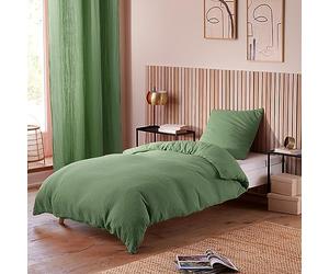 univers decor Parure de Couette Gaze de Coton 140 x 200 pour lit 1 Place (Olive)