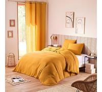 univers decor Parure de Couette Gaze de Coton 240 x 220 pour lit 2 Places 140 à 160 cm (Curry)