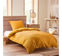 univers decor - Parure de Couette Nid d'abeille 140 x 200 pour lit 1 Place (Curry)