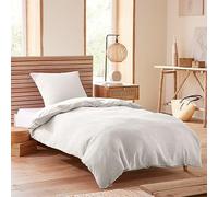 univers decor - Parure de Couette Nid d'abeille 140 x 200 pour lit 1 Place (Neige)