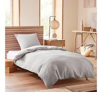 univers decor - Parure de Couette Nid d'abeille 140 x 200 pour lit 1 Place (Perle)