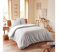 univers decor Parure de Couette Nid d'abeille 240 x 220 pour lit 2 Places 140 à 160 cm (Perle)