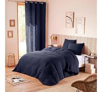 univers decor Parure de draps Noah Gaze de Coton pour lit 2 Places (Bleu Nuit, Parure 4P pour lit 140 x 190 cm)