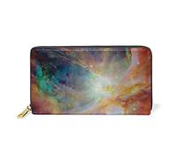 Univers D'Étoiles Nuageuses Colorées Explorer Portefeuille Zipper Long Bourse en Cuir Véritable avec Titulaire de la Carte de Crédit pour Téléphone Femmes Fille Hommes