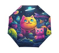 Univers Doodle Chat Magique Parapluie Pliant Enfant Garçons Filles Automatique Protection UV Parapluies Coupe-Vent pour Voyager
