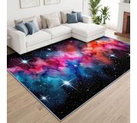 Univers Espace Ciel Étoilé Tapis Salon 140 x 200 cm Lavable en Machine | Tapis Science-Fiction Aquarelle De Rêve Nébuleuse Antidérapant Doux pour Chambre, Descente de Lit, Salle a Manger, Cuisine