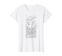 Univers Espace Planète et Vaisseau Spatial à Peindre soi-mêm T-Shirt Graphique avec Valeur, Femme, Blanc, XL