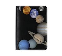 Univers Espace Terre Lune Détenteur d'un Passeport Titulaire Etui en Cuir Véritable Couverture de Passeport pour Voyage Hommes Femmes