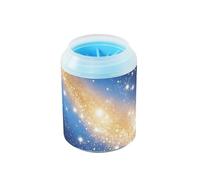 Univers étoilé romantique bleu et doré - Nettoyeur et masseur portable avec brosse de massage douce - Kit de nettoyage des pieds pour chiens et races de chats de petite et moyenne taille