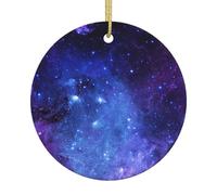 Univers Galaxie Étoile Espace Impression 7,4 cm Décoration de Noël en céramique à suspendre Arbre Halloween Décoration Idée