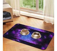 Univers Galaxy Star Space Print Nappe en cuir absorbant pour animaux de compagnie, tapis en cuir absorbant pour animaux de compagnie, zone d'alimentation bien rangée pour chiens, chats, animaux de