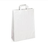 UNIVERS GTAPHIQUE 1000 Sacs Kraft Blanc à poignées Plates 11 litres : 35 cm Haut x 26 Large x 12 cm Soufflet Un Cabas Boutique élégant, Solide, renforcé et résistant.