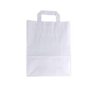 UNIVERS GTAPHIQUE 1000 Sacs Kraft Blanc à poignées Plates 6 litres : 28 cm Haut x 22 Large x 10 cm Soufflet Un Petit Cabas Boutique élégant, Solide et renforcé.