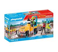 Playmobil - Set de construction Action Heroes Chantier routier 71751 - Dès 4 ans