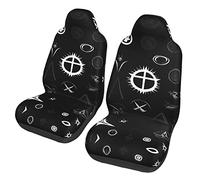 Univers noir et blanc Dua Sarung JOK Mobil,& Sarung JOK Mobil Depan, Cocok pour Sebagian Besar Mobil, SUV, Truk, Van, Dll.