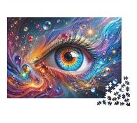 Univers Oeil Aquarelle 1000pcs Mini Puzzle pour Adultes Difficile | 38x26cm Papier Décoration Salon Coupe Précise Cadeau Anniversaire Relaxation