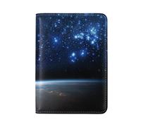 Univers Spatial Bleu Terre Détenteur d'un Passeport Titulaire Etui en Cuir Véritable Couverture de Passeport pour Voyage Hommes Femmes