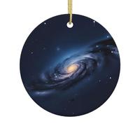 Univers Voie Lactée Galaxie Imprimée Arbre de Noël en Céramique Ornements de Noël Rond Forme de Maison Boutiques de Fête Décor