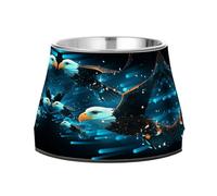 Univers Volant Aigles à TêTe Blanche Bleu Gamelles Antidérapantes pour Chiens,en Acier Inoxydable Empilables pour Chiots