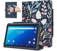 Universal 10.1 Inch Android Tablet Case with Stylus Loop, Lightweight Foldable Cover with Hand for All 9-11 Inch Touch Screen Tablets, Colorful Flower