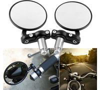 Universal 22mm Motorcycle Round Mirror Rearview Side Mirrors Handle Bar End Black