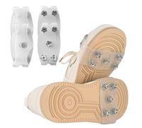 Universal 5-Tooth Ice Cleats for Shoes & Boots, Non-Slip Traction Spikes with Steel Nails, Portable Silicone Anti-Skid Shoe Grips for Snow & Ice, Winter Crampons for Walking Hiking Fishing (2 Pair)