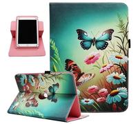 Universal 7 8 inch Android Tablet Case, Dluggs PU Leather 360 Degree Rotating Multi-Angle Viewing Stand Case Cover for 7.0 8.0 and All 7.0-8.5 inch Tablet, Butterfly Flowers