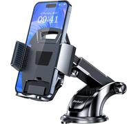 Universal Car Phone Holder With Adjustable Suction Cup And 360° Rotation And One Release Button For Smartphones And Gps 4.7-6.7 Inches ¿ Black