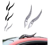 Universal Car Roof Dragon Horns - No-Drill 3D Devil Horn Auto Ornament, All-Weather Waterproof Exterior Decor, Tool-Free Installation for SUV/Sedan/Hatchback (Silvery)