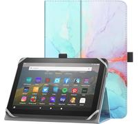 Universal Case For 7-8 Inch Fire Hd 8/Hd 8 Plus Tablet With Adjustable Silicone Fastening Strap Folio Stand And Wrist Strap For 7-8 Inch Samsung Android Tablet-Dblue