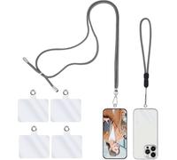 Universal Cell Phone Lanyard,2 Phone Chains With 4 Clear Replacement Cell Phone Straps,Adjustable Nylon Neck Strap For All Smartphones,,Grey