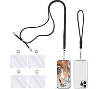 Universal Cell Phone Lanyard, 2 Phone Chains With 4 Clear Replacement Cell Phone Straps, Adjustable Nylon Neck Strap For All Smartphones,, Black