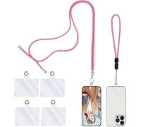 Universal Cell Phone Lanyard, 2 Phone Chains With 4 Clear Replacement Cell Phone Straps, Adjustable Nylon Neck Strap For All Smartphones,, Pink