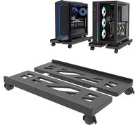 Universal CPU Stand for PC, Desktop Computer, Adjustable CPU Stand with Lockable Swivel Casters, Under Desk CPU Cart - Black