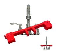 Universal Faucet Handle Lock for Double Sinks,Child Proof Sink Faucet Lock with Central Pipe Fixation,Tool-Free Anti-Slip Kitchen Bathroom Stopper,Prevents Accidental Water Flow (Red)