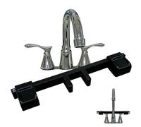 Universal Faucet Handle Lock for Double Sinks,Child Proof Sink Faucet Lock with Central Pipe Fixation,Tool-Free Anti-Slip Kitchen Bathroom Stopper,Prevents Accidental Water Flow (Black)