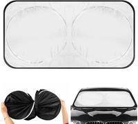 Universal Foldable Car Front Rear Windshield Sun Shade Sunshade Sun Shade Block Uv Rays Keep Your Vehicle Cool (150*70cm,Silver With Pouch)