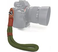 Universal Hand Strap for Camera - Safety Hand Strap for Hybrid Digital SLR Cameras etc. Cotton & PU Leather ¿ Green