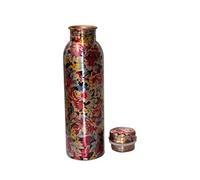 Universal Hub 1 Pcs Cuivre Bouteille Gourde 100% Pur Cuivre Bouteille d'eau avec Couvercle Ayurvédique Cuivre Bouteille d'eau Cuivre Réservoir d'eau Potable Falsk Bouteille en Métal pour Sports