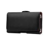 Universal Leather Case Mens Waist Pack Belt Clip Bag for 3.5-6.3" Mobile Phone Pouch Holster pour Téléphone Portable(Black A,(L) 5.2-5.5 inch)