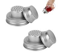 Universal Mason Jar Shaker Lids, Seasoning sShaker Top for Sugar, Stainless Steel Mason Jar Shaker Lids, for Sugar, Salt, Pepper, Dredge Flour (2PCS)