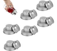 Universal Mason Jar Shaker Lids, Stainless Steel Shaker Lids for Mason Jars, Seasoning sShaker Top, Cocktail Mixer Bar Tool Compatible for Sugar, Salt, Pepper, Kitchen Cooking (6PCS)